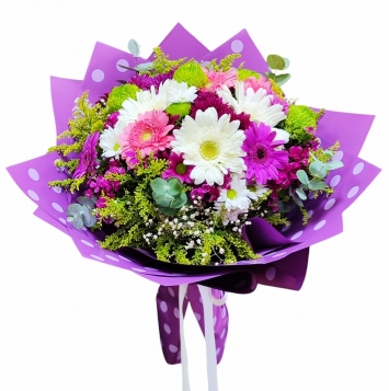 purple flower bouquet Mor buket